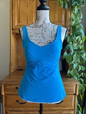 Athleta Bright Blue Bondi Bra Cup Tankini Swim Tank 34 B/C